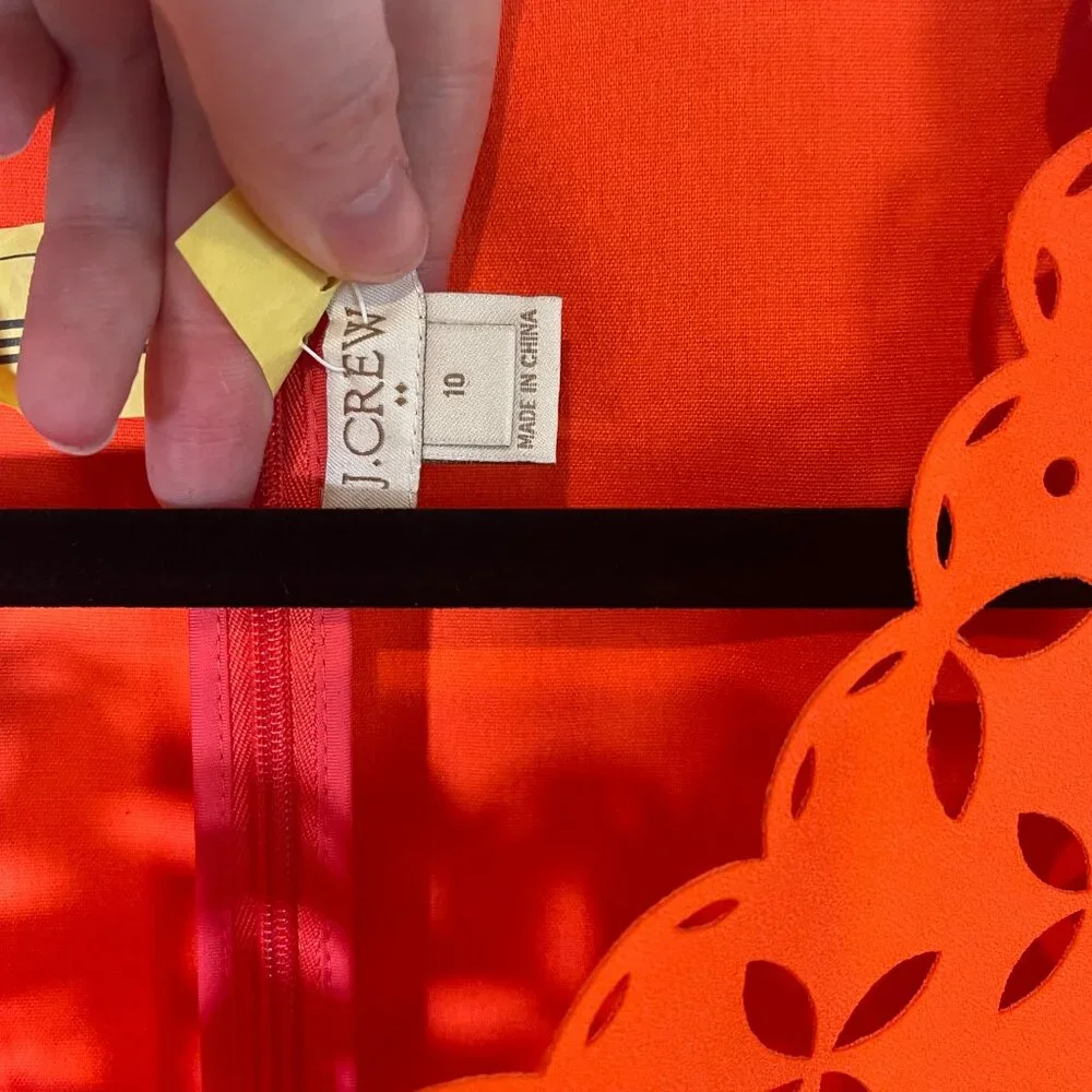 J. Crew Laser Cut Neon Orange Dress - Picture 12 of 14